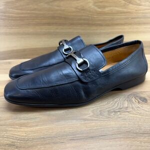 Magnanni Bit Loafers Mens 10.5 M Black Leather Square Toe Dress Shoes